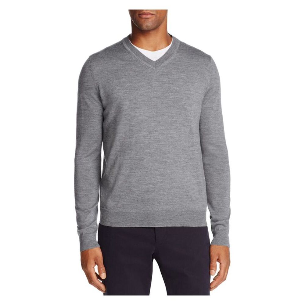 THE MENS STORE Mens Gray V Neck Merino Blend Pullover Sweater XXL